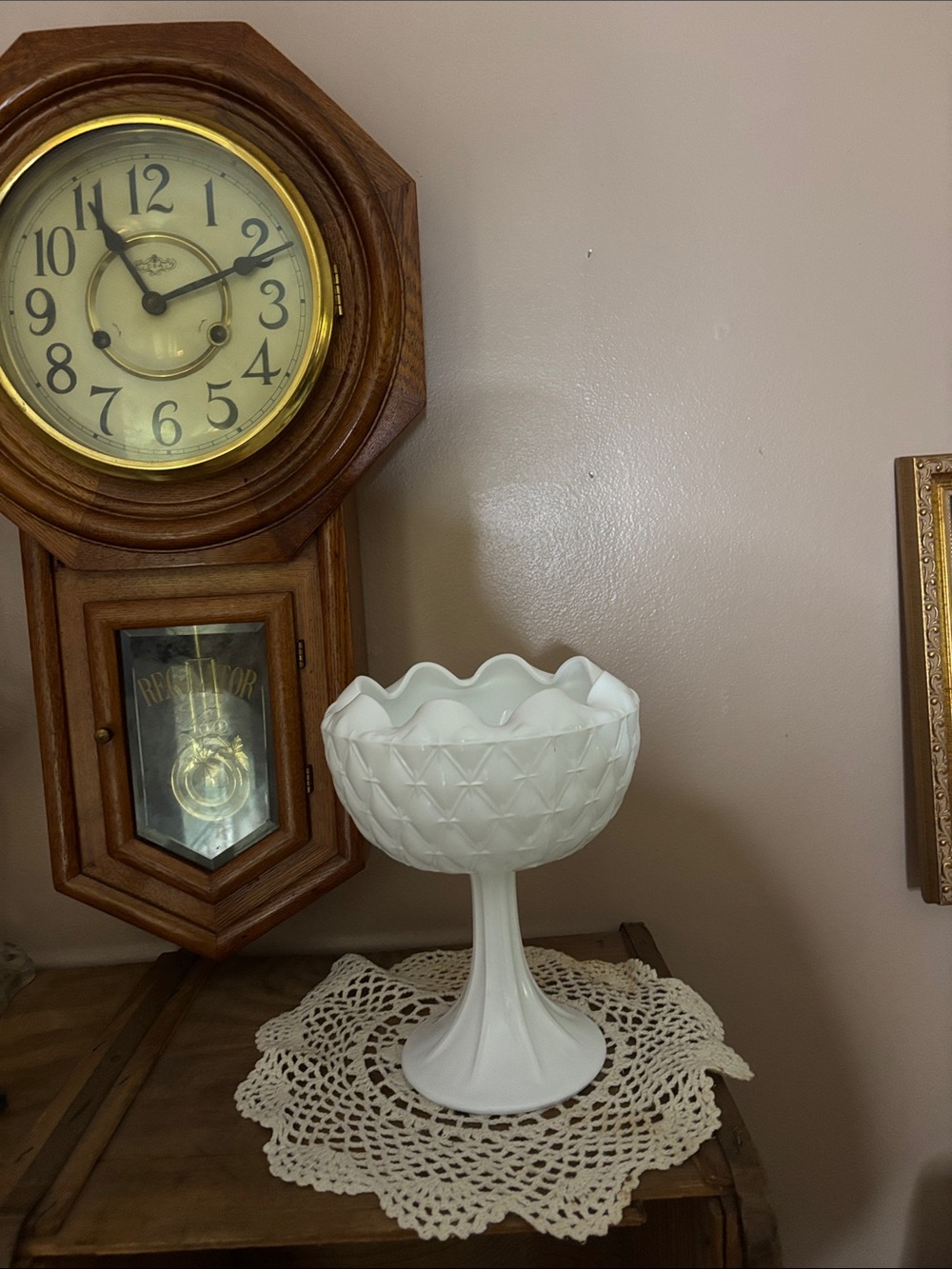 Vintage Indiana Milk Glass Decorative Pedestal Compote Bowl - Home Accents